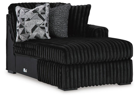 Midnight-Madness Onyx Velvet 3-Piece Sectional with Chaise angled view