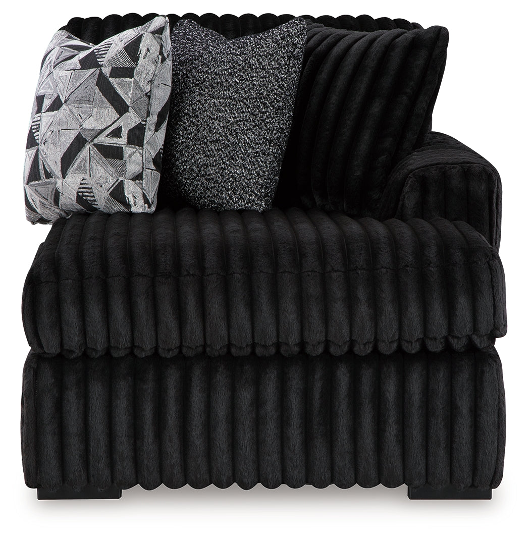Midnight-Madness Onyx Velvet 3-Piece Sectional with Chaise