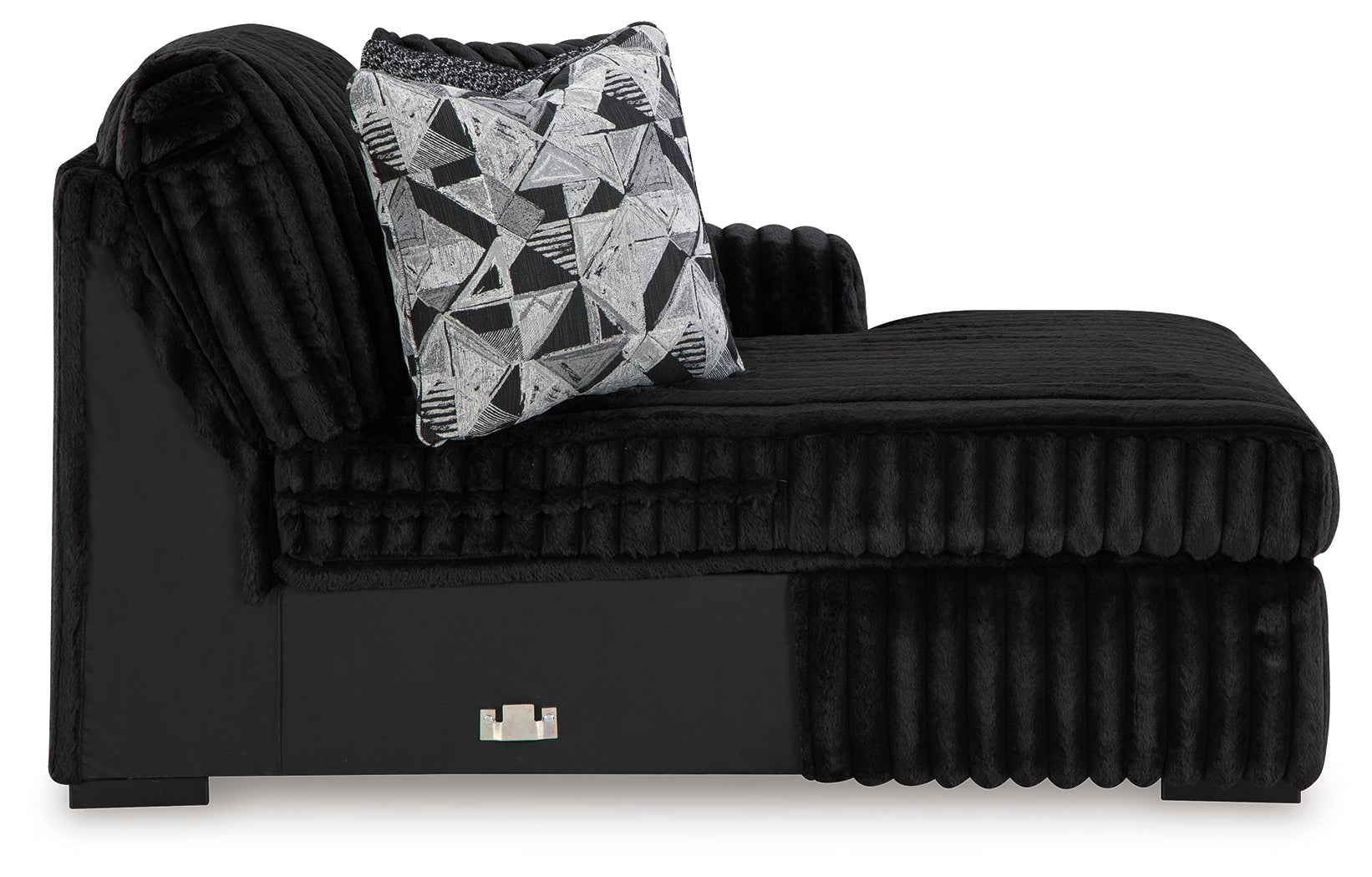 Midnight-Madness Onyx Velvet 3-Piece Sectional with Chaise