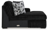 Midnight-Madness Onyx Velvet 3-Piece Sectional with Chaise from Ella Furniture