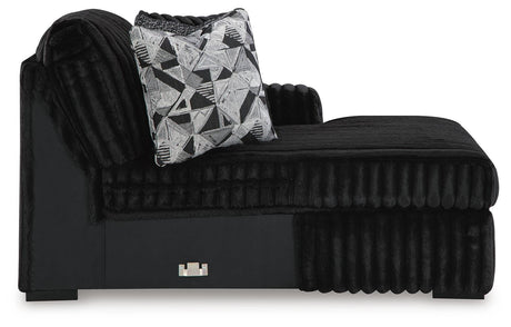 Midnight-Madness Onyx Velvet 3-Piece Sectional with Chaise from Ella Furniture