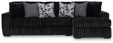 Midnight-Madness Onyx Velvet 2-Piece Sectional Sofa with Chaise