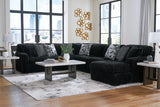 Midnight-Madness Onyx Velvet 4-Piece Sectional with Chaise