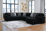 Midnight-Madness Onyx Velvet 4-Piece Sectional with Chaise