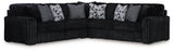 Midnight-Madness Onyx Velvet 3-Piece Sectional