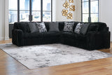 Midnight-Madness Onyx Velvet 3-Piece Sectional