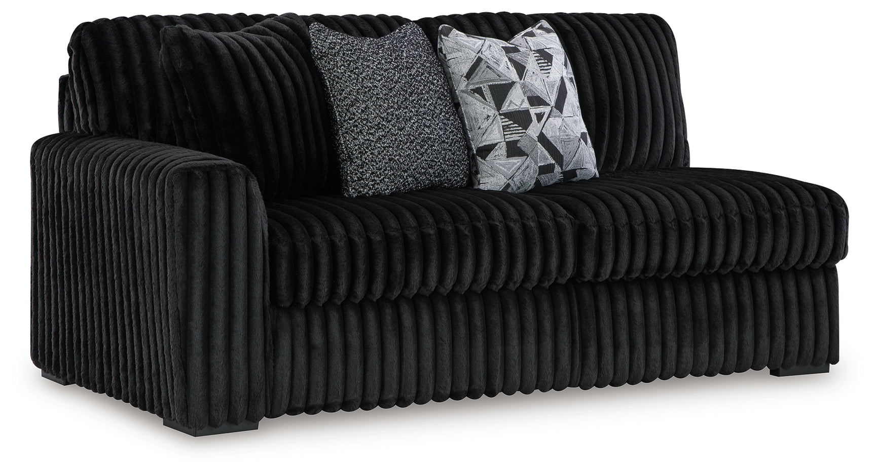 Midnight-Madness Onyx Velvet 3-Piece Sectional with Chaise