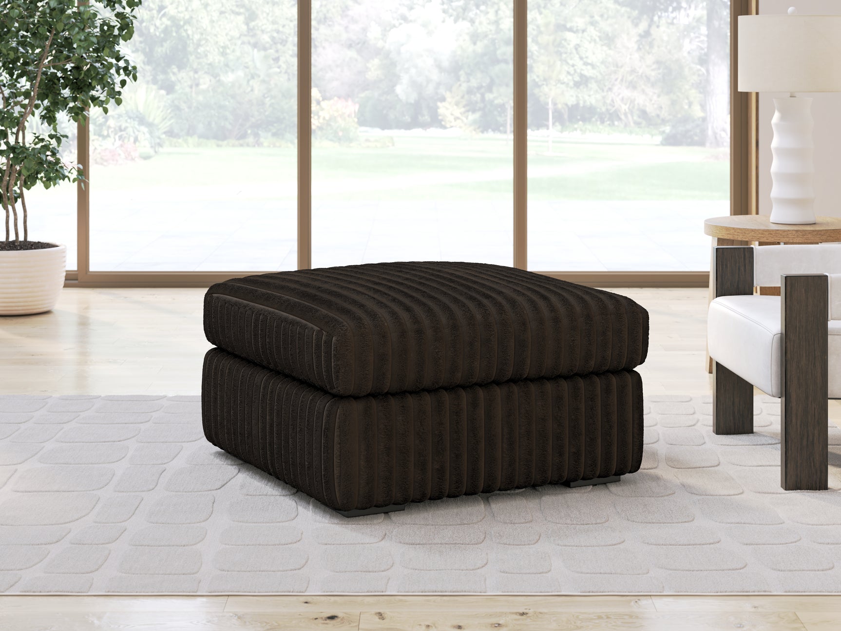 Midnight-Madness Chocolate Velvet Oversized Accent Ottoman