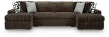Midnight-Madness Chocolate Velvet 3-Piece Sectional with Chaise