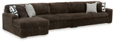 Midnight-Madness Chocolate Velvet 3-Piece Sectional with Chaise