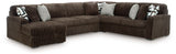 Midnight-Madness Chocolate Velvet 4-Piece Sectional with Chaise
