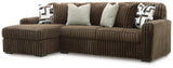Midnight-Madness Chocolate Velvet 2-Piece Sectional Sofa with Chaise