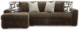 Midnight-Madness Chocolate Velvet 2-Piece Sectional Sofa with Chaise