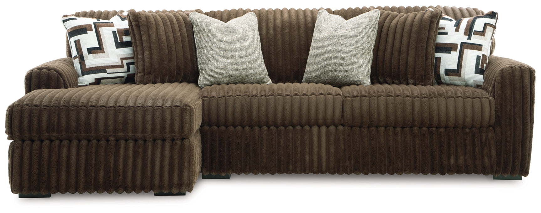 Midnight-Madness Chocolate Velvet 2-Piece Sectional Sofa with Chaise