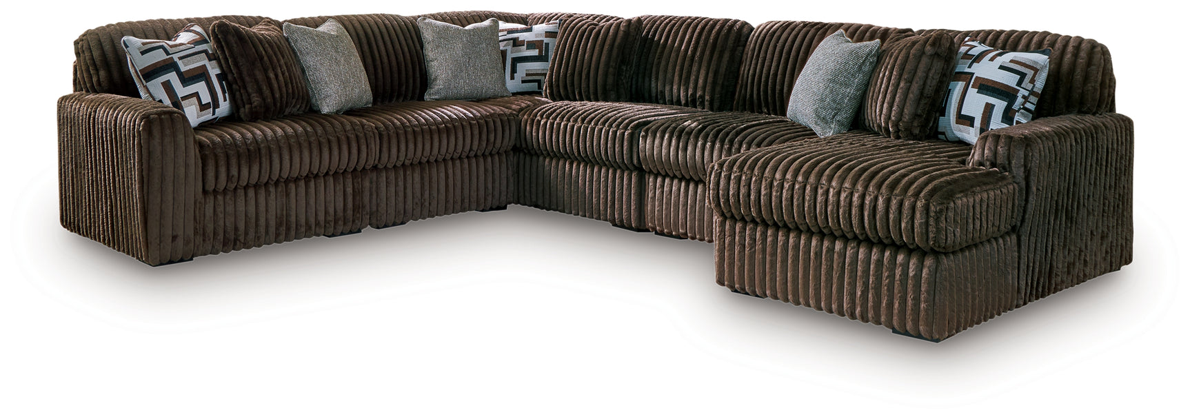 Midnight-Madness Chocolate 6-Piece Sectional with Chaise