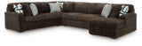 Midnight-Madness Chocolate Velvet 4-Piece Sectional with Chaise