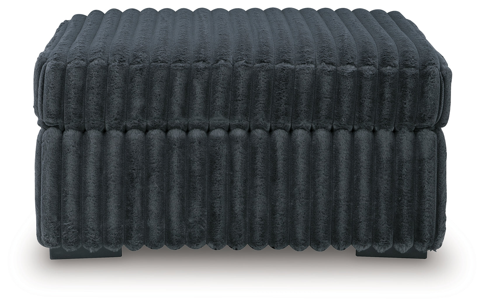 Midnight-Madness Gunmetal Velvet Oversized Accent Ottoman