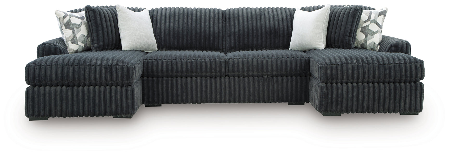 Midnight-Madness Gunmetal 3-Piece Double Chaise Sectional