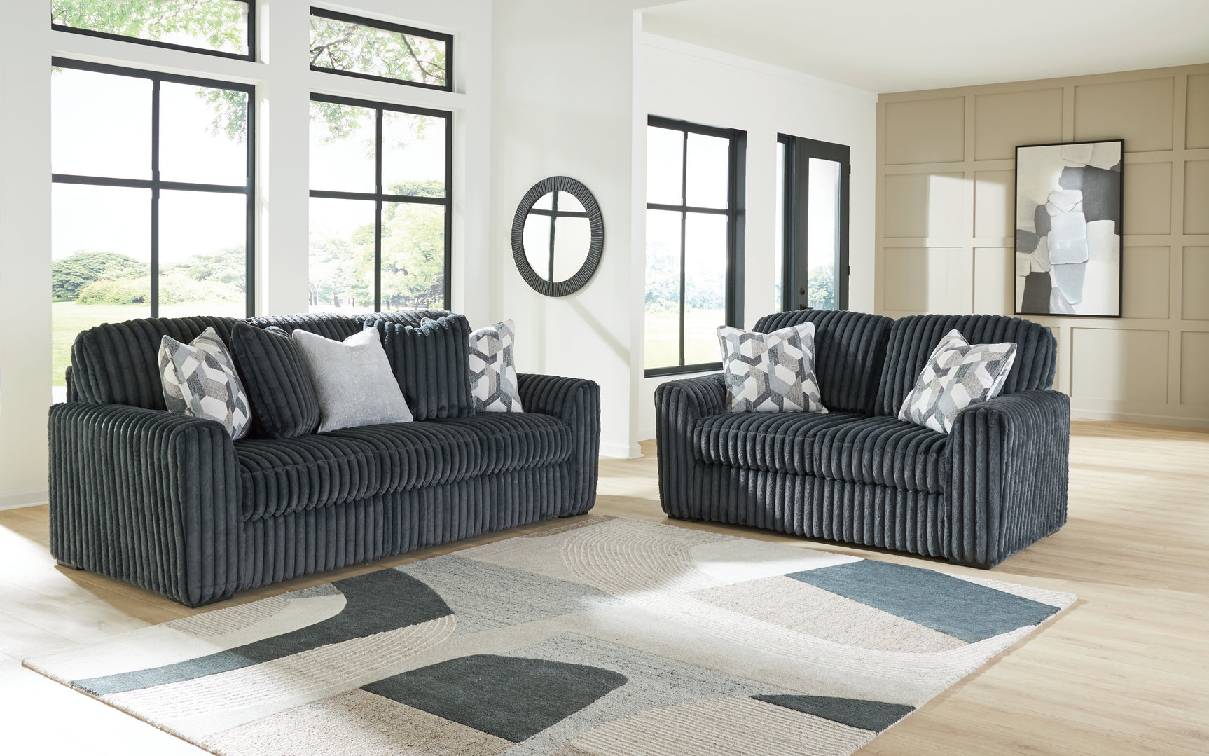Midnight-Madness Gunmetal Sofa and Loveseat