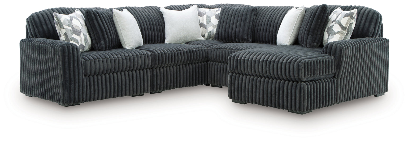Midnight-Madness Gunmetal 5-Piece Sectional with Chaise