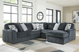 Midnight-Madness Gunmetal 5-Piece Sectional with Chaise