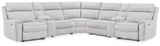 Social Pointe Pearl/Ash Chenille 7-Piece Reclining Sectional with Storage Consoles
