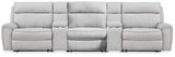 Social Pointe Pearl/Ash Chenille 5-Piece Reclining Sectional with Storage Consoles