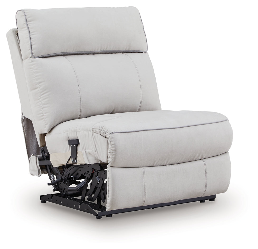 Social Pointe Pearl/Ash Chenille 5-Piece Reclining Sectional with Storage Consoles