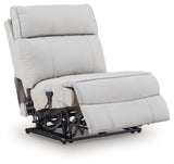 Social Pointe Pearl/Ash Chenille 7-Piece Reclining Sectional with Storage Consoles