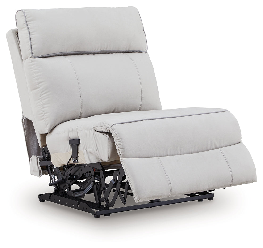 Social Pointe Pearl/Ash Chenille 5-Piece Reclining Sectional with Storage Consoles