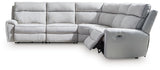 Social Pointe Pearl/Ash Chenille 5-Piece Power Reclining Sectional