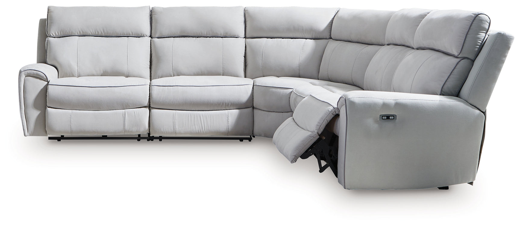 Social Pointe Pearl/Ash Chenille 5-Piece Power Reclining Sectional