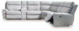 Social Pointe Pearl/Ash Chenille 6-Piece Power Reclining Sectional