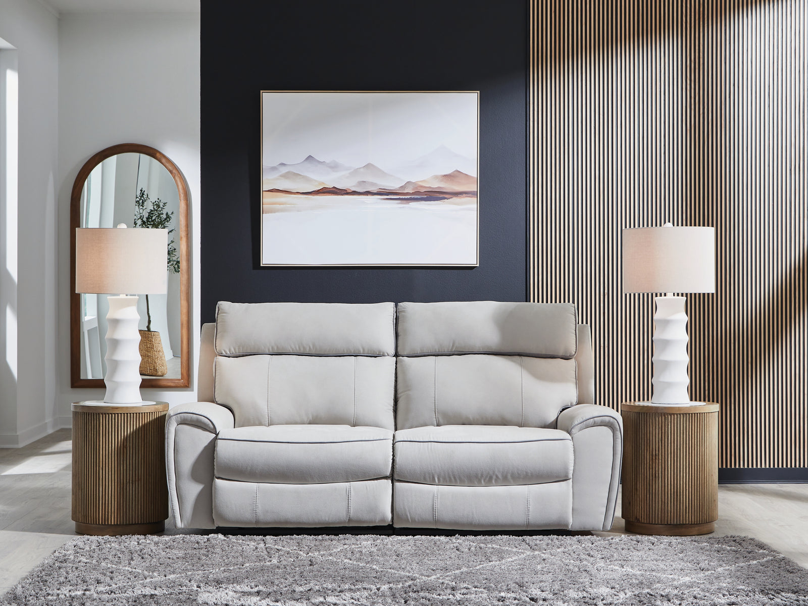 Social Pointe Pearl/Ash Chenille 2-Piece Reclining Loveseat