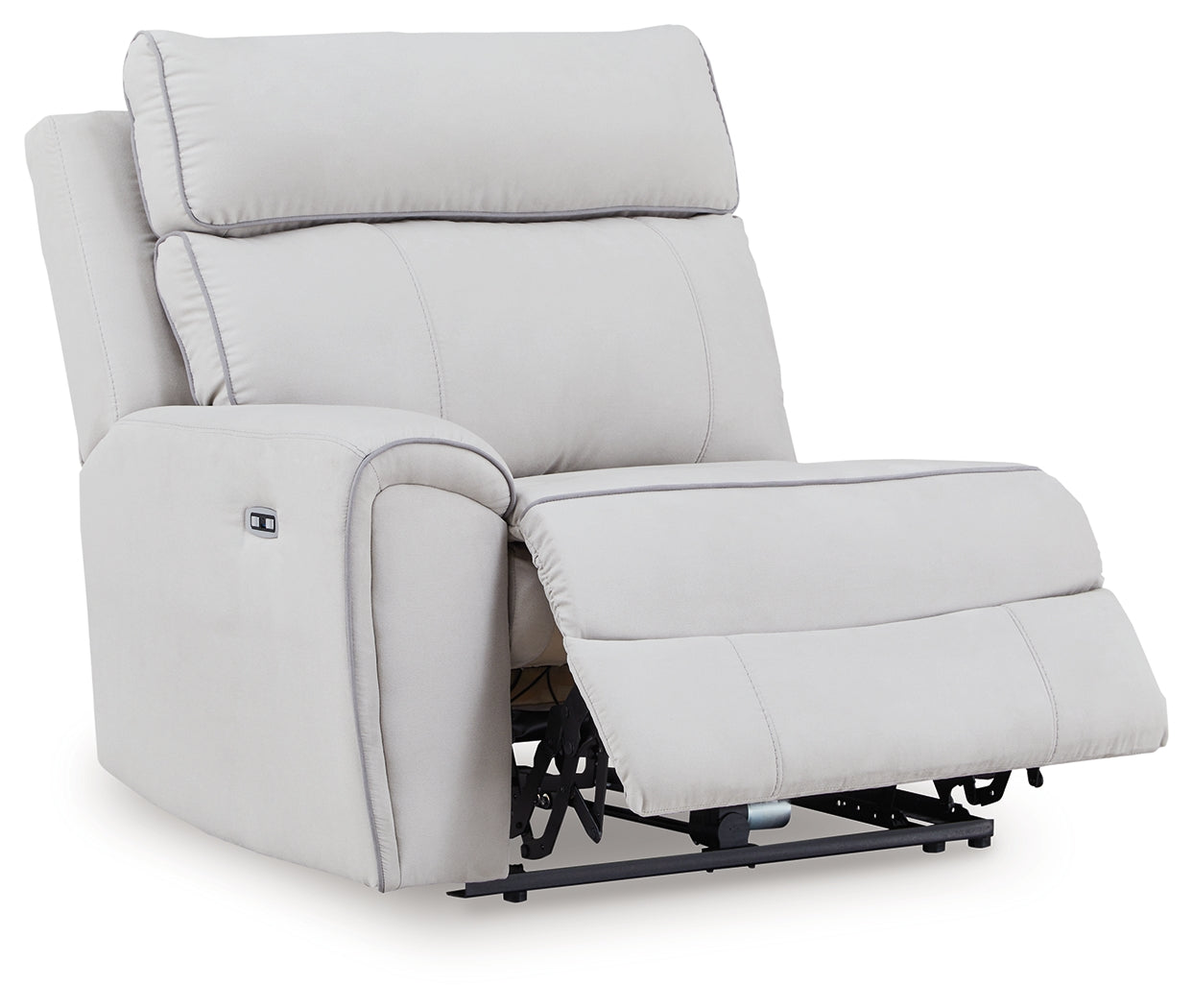 Social Pointe Pearl/Ash Chenille 5-Piece Reclining Sectional with Storage Consoles