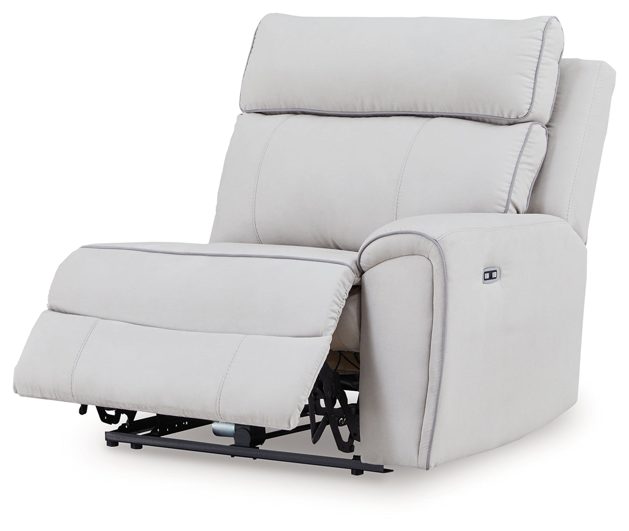 Social Pointe Pearl/Ash Chenille 5-Piece Reclining Sectional with Storage Consoles