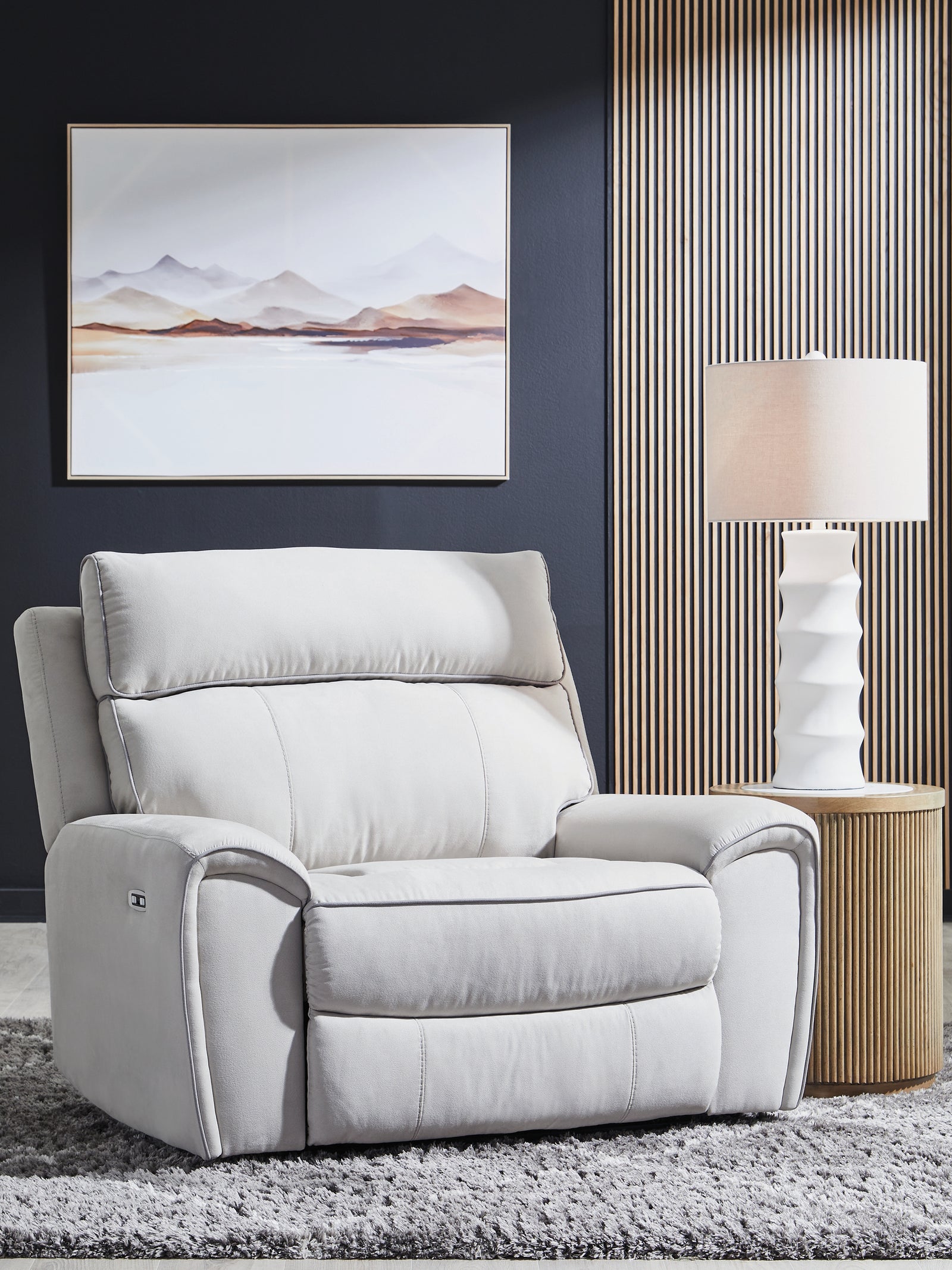 Social Pointe Pearl/Ash Chenille Power Recliner