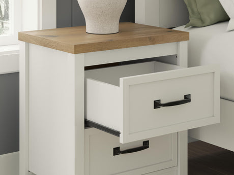 Kerisden White/Brown Nightstand — detail view