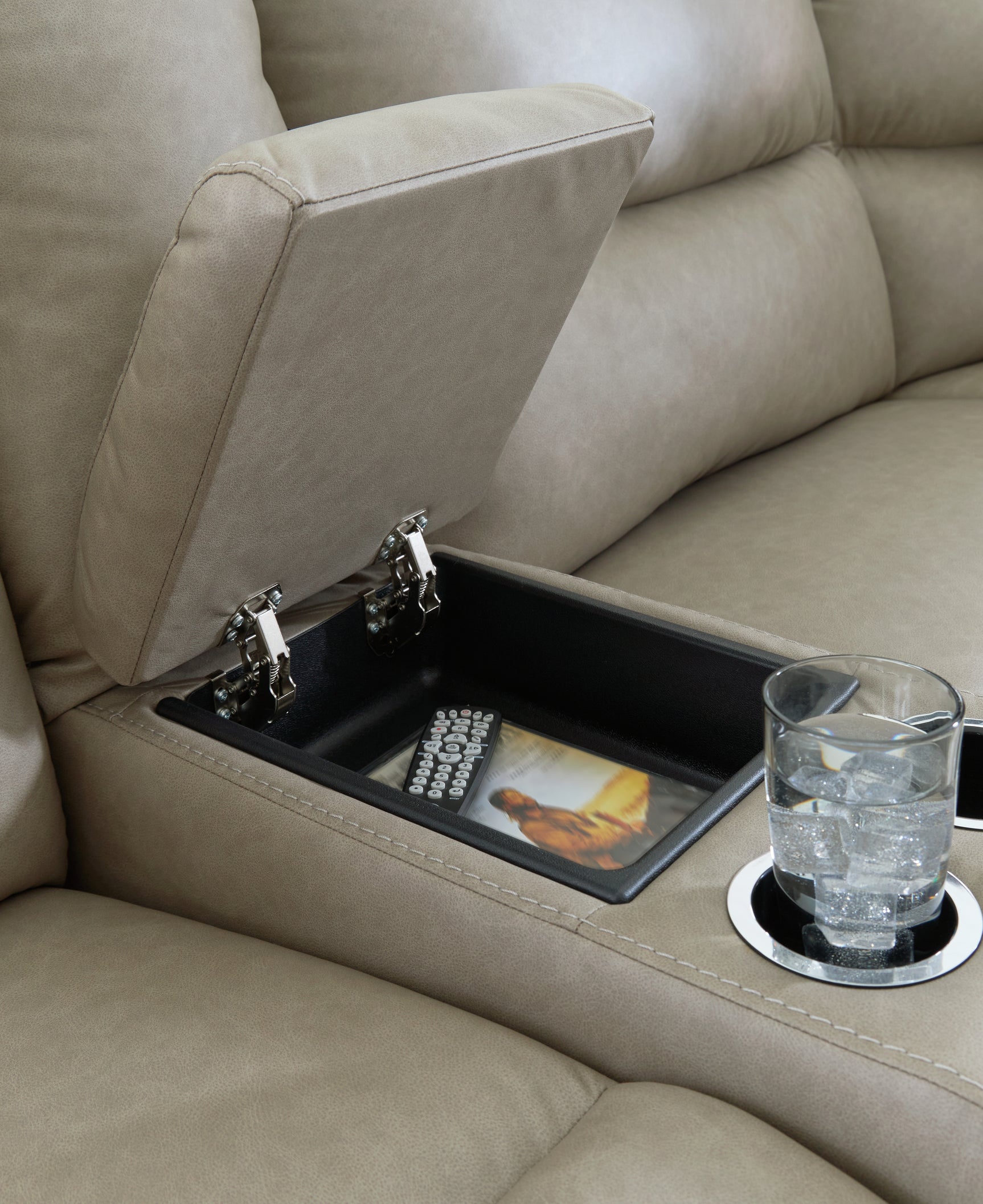 Narwhal Place Pebble Faux Leather 6-Piece Reclining Sectional with Storage Console