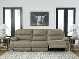 Narwhal Place Pebble Faux Leather 3-Piece Power Reclining Sectional