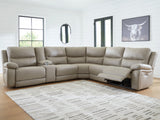 Narwhal Place Pebble Faux Leather 6-Piece Reclining Sectional with Storage Console