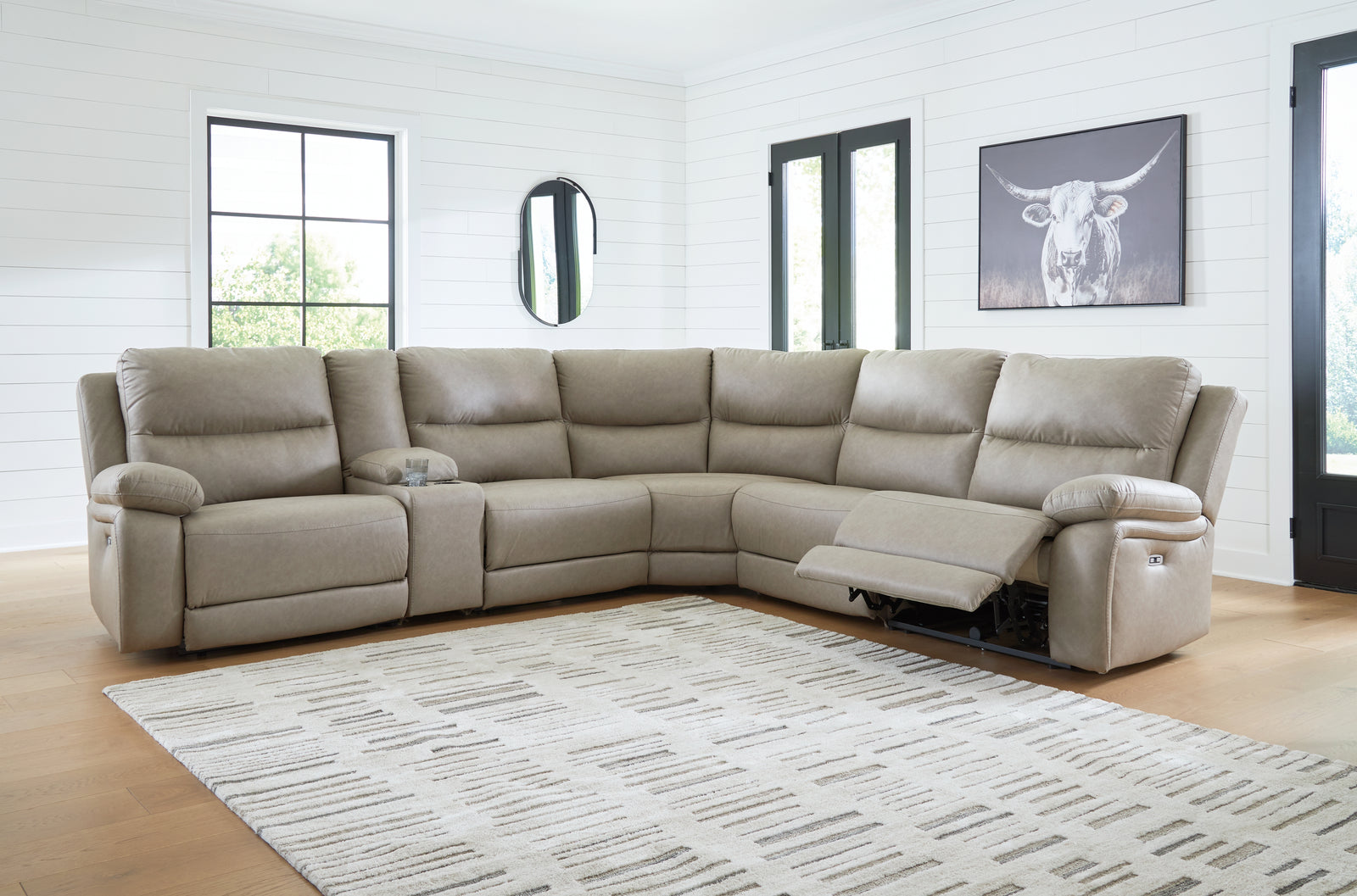 Narwhal Place Pebble Faux Leather 6-Piece Power Reclining Sectional