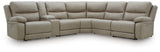 Narwhal Place Pebble Faux Leather 6-Piece Reclining Sectional with Storage Console