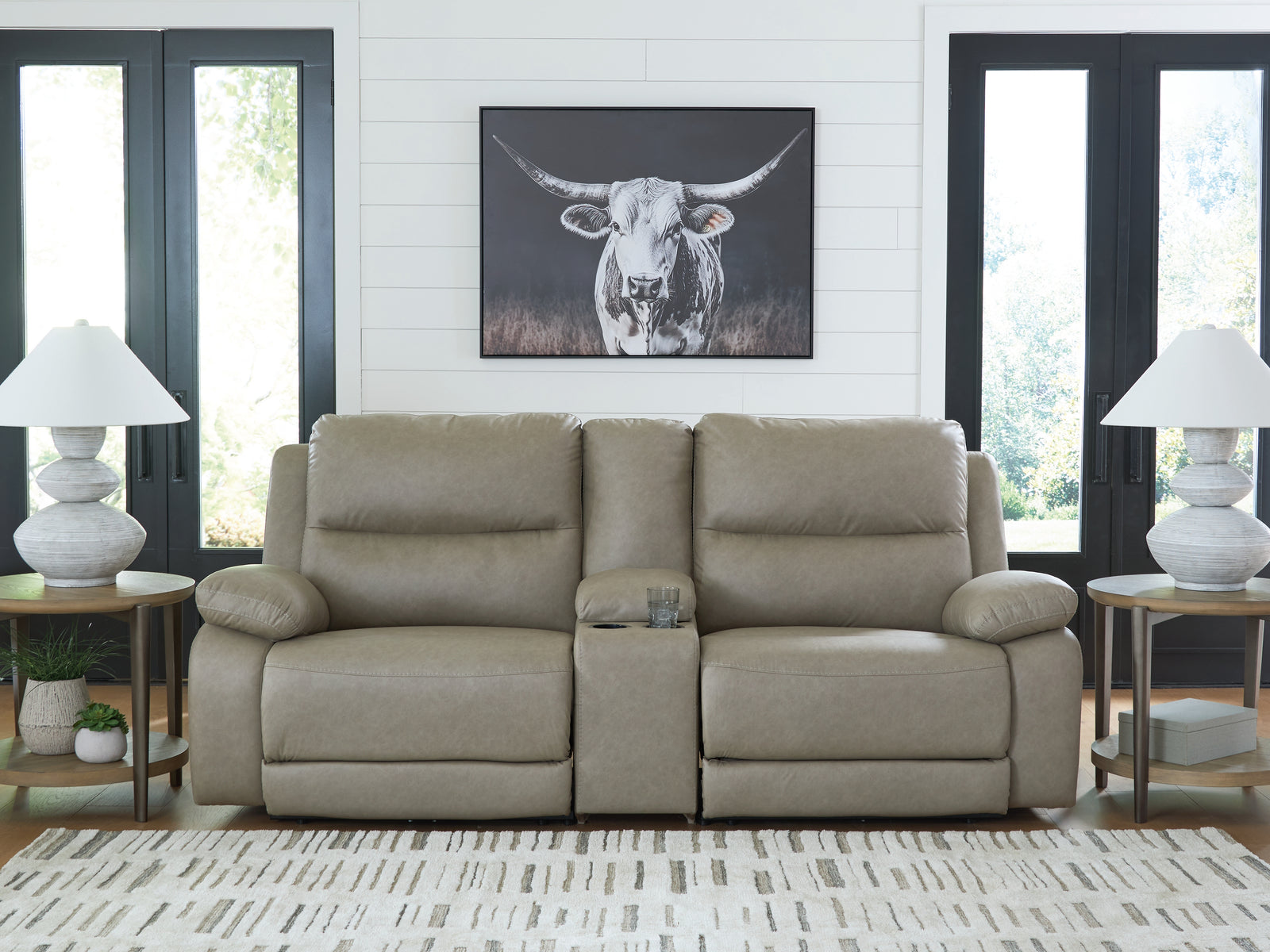 Narwhal Place Pebble Faux Leather 3-Piece Power Reclining Sectional
