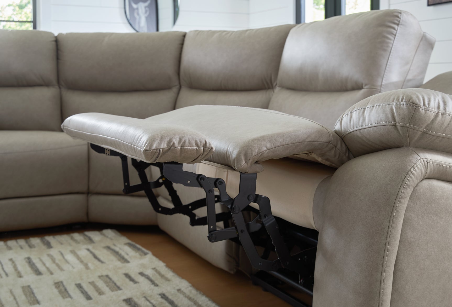 Narwhal Place Pebble Faux Leather 6-Piece Reclining Sectional with Storage Console