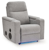 Pineland Pewter Performance Fabric,Next-Gen Nuvella™ Power Glider Recliner with Audio System