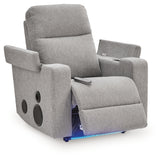 Pineland Pewter Performance Fabric,Next-Gen Nuvella™ Power Glider Recliner with Audio System
