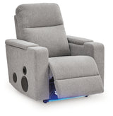 Pineland Pewter Performance Fabric,Next-Gen Nuvella™ Power Glider Recliner with Audio System