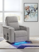 Pineland Pewter Performance Fabric,Next-Gen Nuvella™ Power Glider Recliner with Audio System