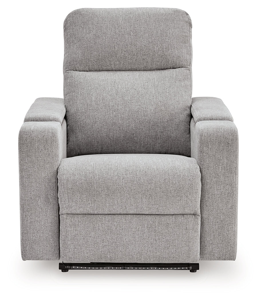 Pineland Pewter Performance Fabric,Next-Gen Nuvella™ Power Glider Recliner with Audio System